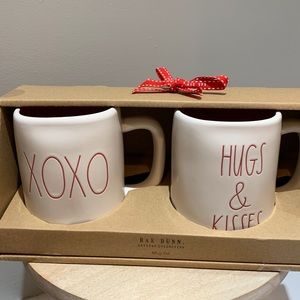 Rae Dunn HUGS & KISSES and XO mugs